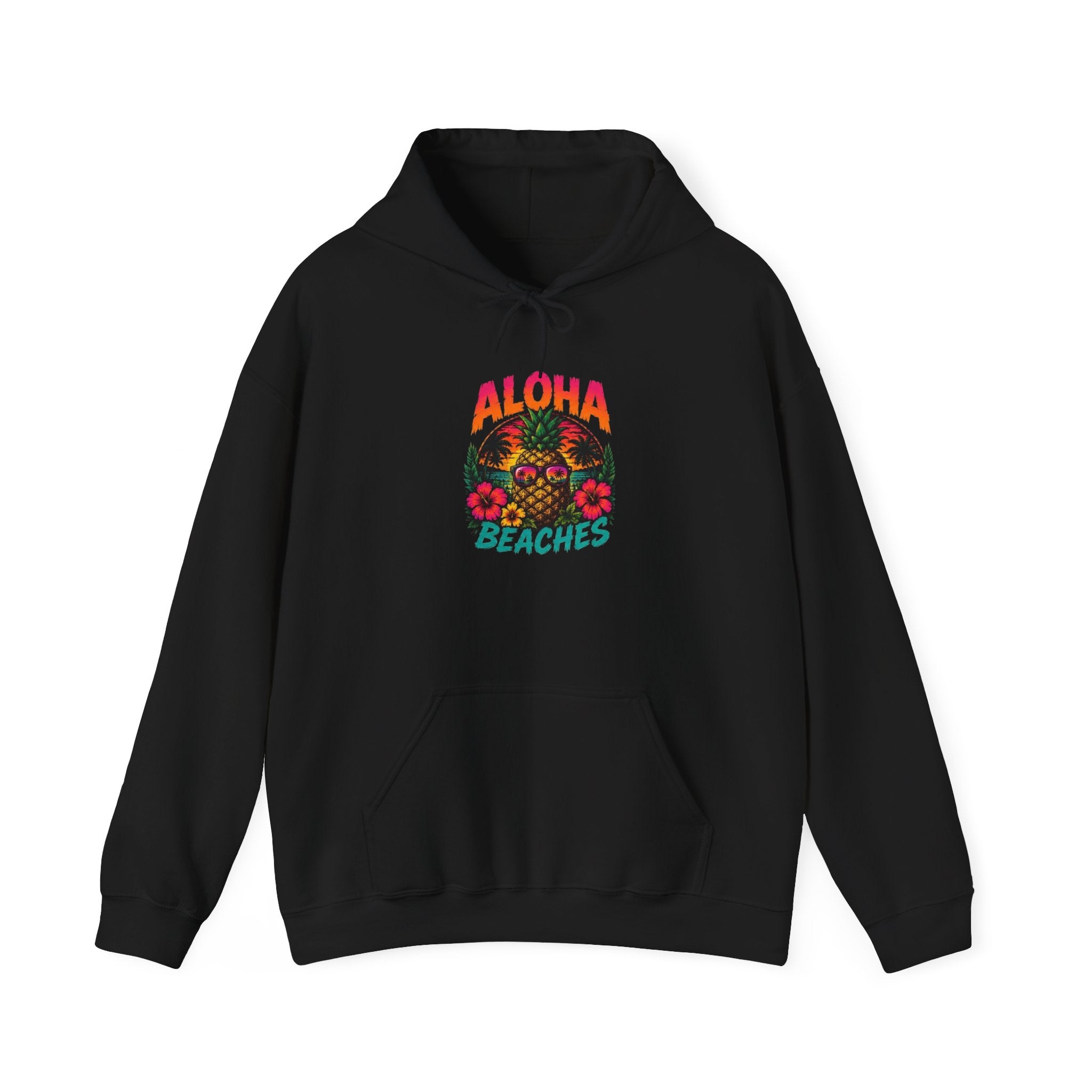 Aloha Beaches Skull Floral Hoodie | Tropical Beach Vibes, Retro Colors
