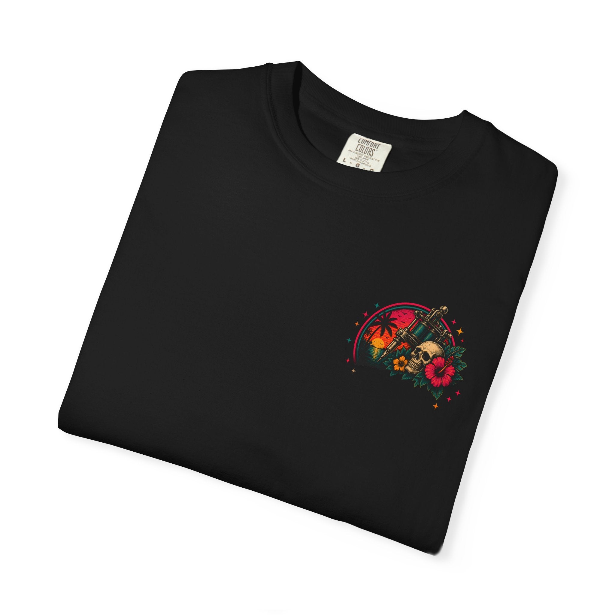 Skull with Hibiscus and Palm Trees T-shirt | Island Ink Collection