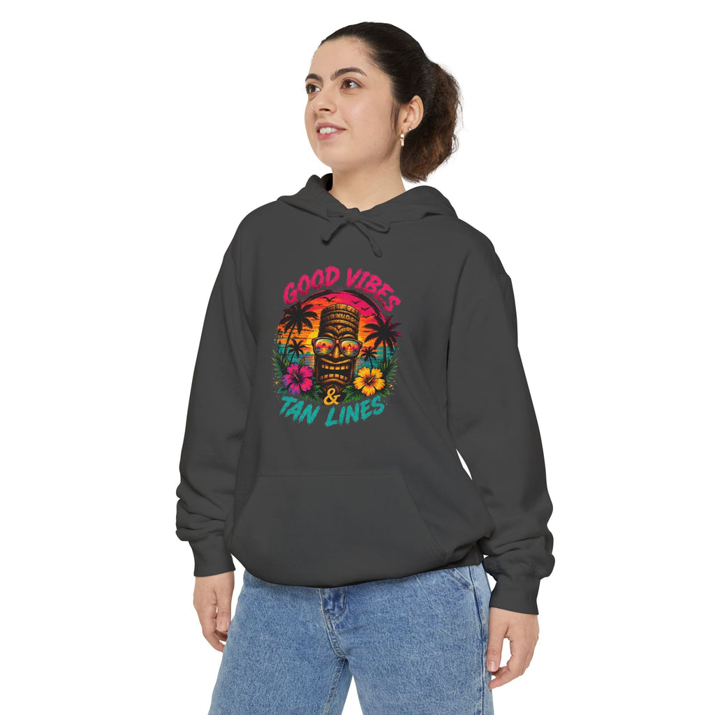 Good Vibes & Tan Lines Hoodie | Tropical Tiki Palm Flowers