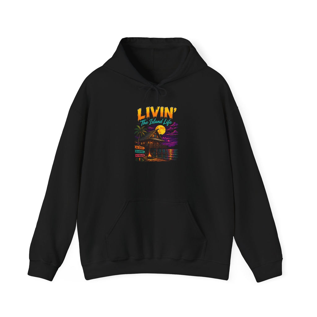 Livin' the Island Life Hoodie | Tropical Sunset Palm Tree Retro